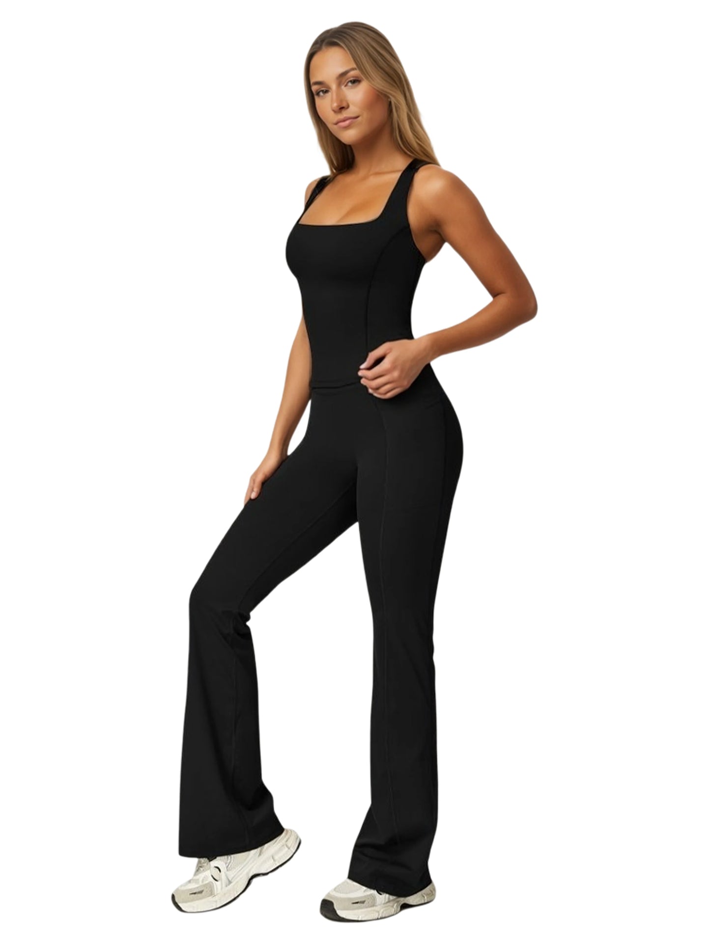 Airila 2Pcs Yoga Set Racerback Flared Nude Feel Seamless Sportswear Workout Outfit Tracksuit Running Quick Drying