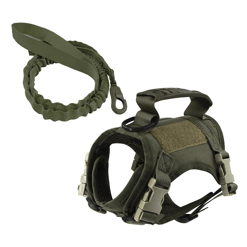 Tactical Puppy Harness Leash Set For Small Dogs Adjustable Cat Harnesses Vest For Training Walking Military Cats Dog Accessories
