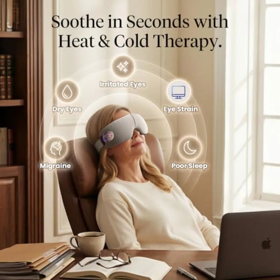 EYEFLOW Eye Massager with Heat and Cooling FSA Eligible and HSA - Semiconductor Cold Compress Eye Mask for Migraines Dry Eyes a