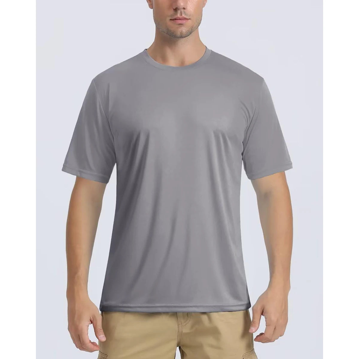 UPF 50+ UV Shirt Men's Round Neck Short Sleeve Basic Summer Casual T-shirt Gym Fitness Running Swim Quick Dry Tee Tops
