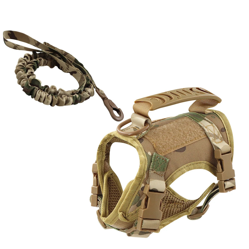 Tactical Puppy Harness Leash Set For Small Dogs Adjustable Cat Harnesses Vest For Training Walking Military Cats Dog Accessories