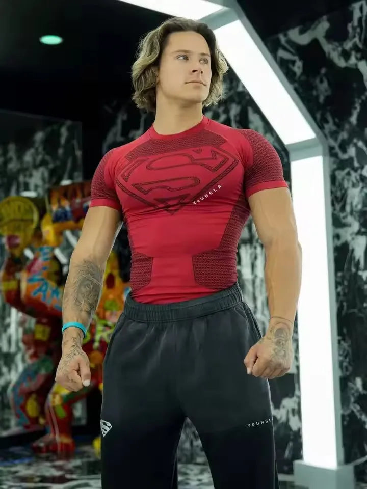 2026 New style Men's High Elastic Quick Dry Sports T-Shirt Tight Workout Breathable Summer Gym Trendy Short sleev tops sudadera