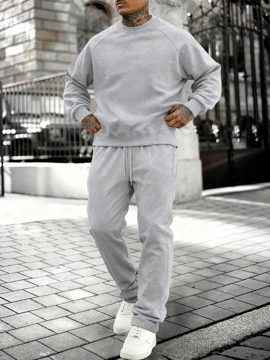 New Autumn Winter Solid Color Sportswear Casual Suit, Minimalist And Relaxed Style, Warm And Comfortable Men's Suit.