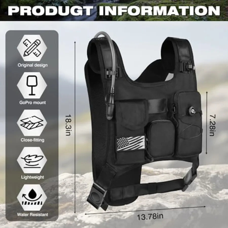 Hydration Backpack Vest Bag Lightweight Adjustable Pack with 2L Water Bladder Chest Bag for Hiking Cycling Hunting Climbing for